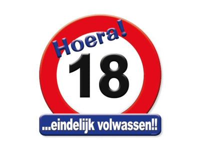 Paperdreams Kronenschild-Verkehrsschild – 18 Jahre
