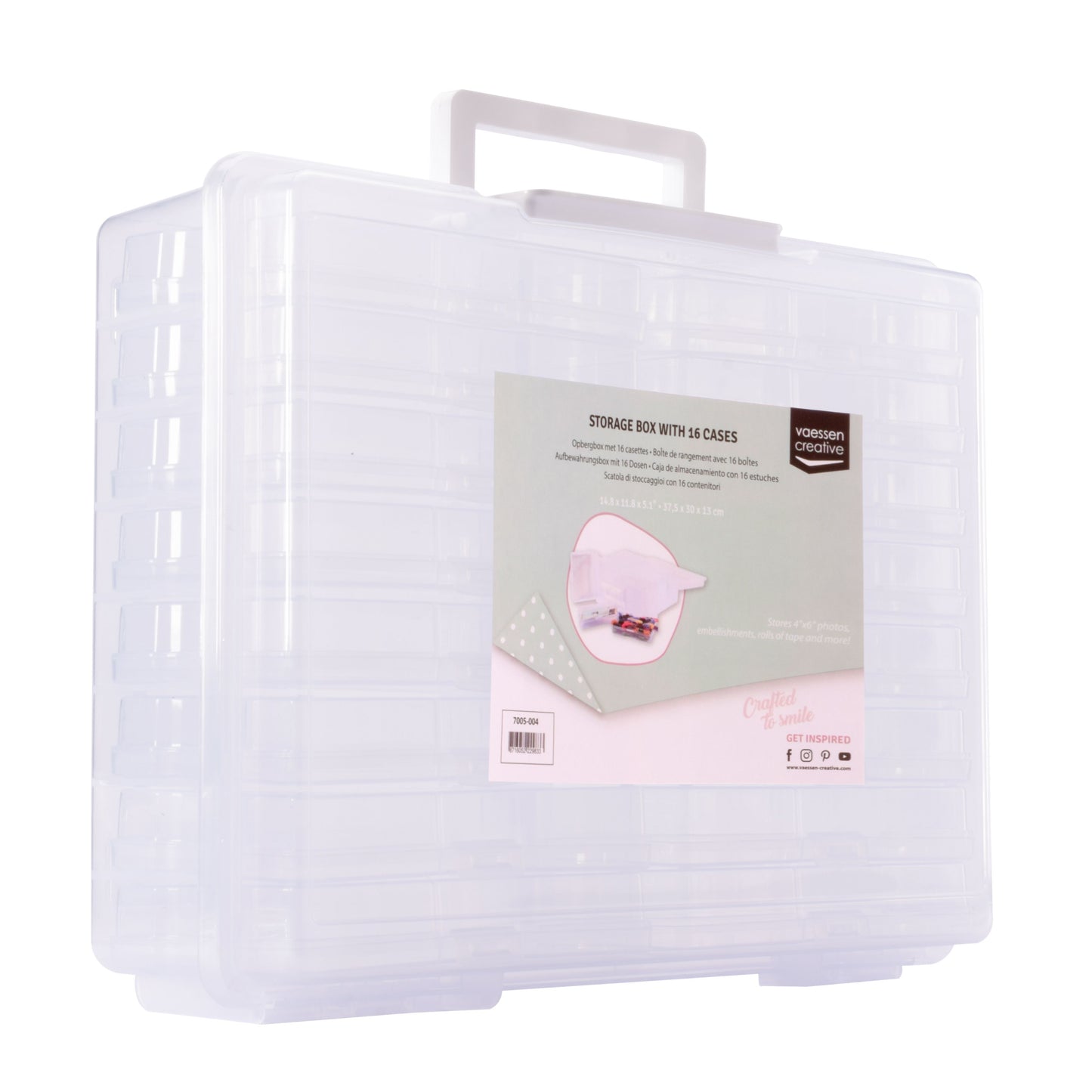 Vaessen creative • Aufbewahrungsbox mit 16 transparenten Kassetten