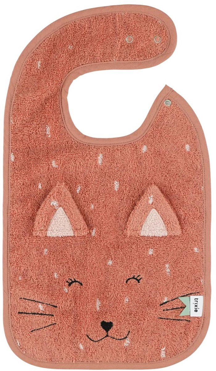 Trixie-Lätzchen - mrs. Katze - weicher Frottee - 100 % Bio-Baumwolle - mit Druckknöpfen - rosa