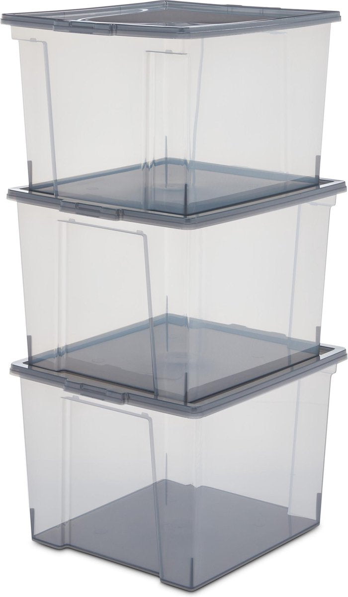Iris nützliche Aufbewahrungsbox – 30 l – Kunststoff – Grau – 3er-Set