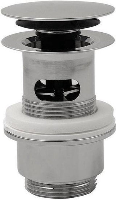 Zangen-Ablaufstopfen abschließbar, klickbar, Durchmesser 6,3 cm, Gewindegröße 5–4, Chrom