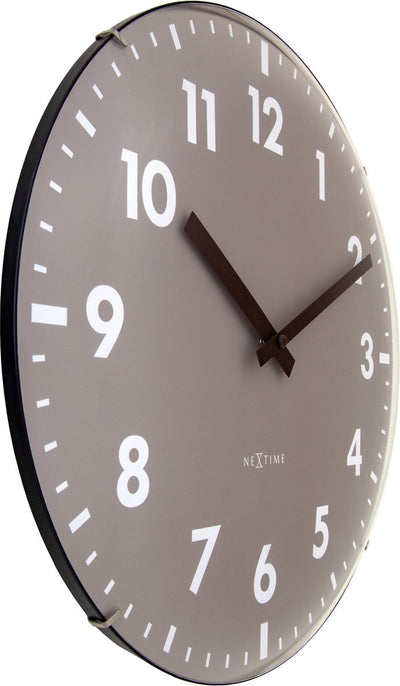 Nexttime Duomo – Wanduhr – 35 cm – Kuppelglas – Khaki – geräuschlos