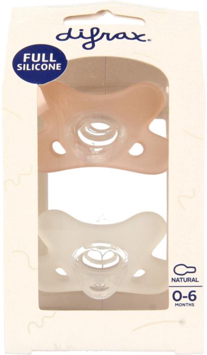 Difrax Schnuller natur 0-6m 2er Pack sortiert