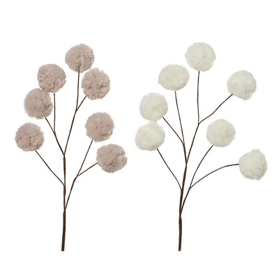 Künstlicher Zweig von Decoris mit Kugeln aus Kunstfell, H. 69 cm, 2-fach sortiert