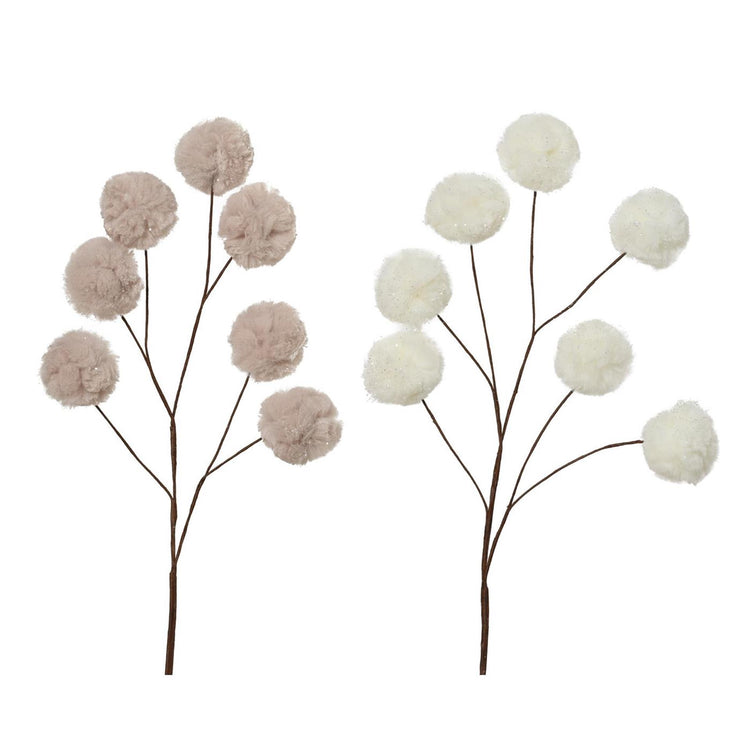 Künstlicher Zweig von Decoris mit Kugeln aus Kunstfell, H. 69 cm, 2-fach sortiert