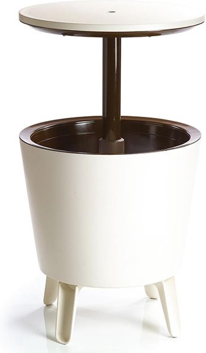 Curver Keter-Cool Bar 2 in1 – Getränkekühler und tragbarer Beistelltisch für die Gartenbar, Creme – Schokoladenfarbe