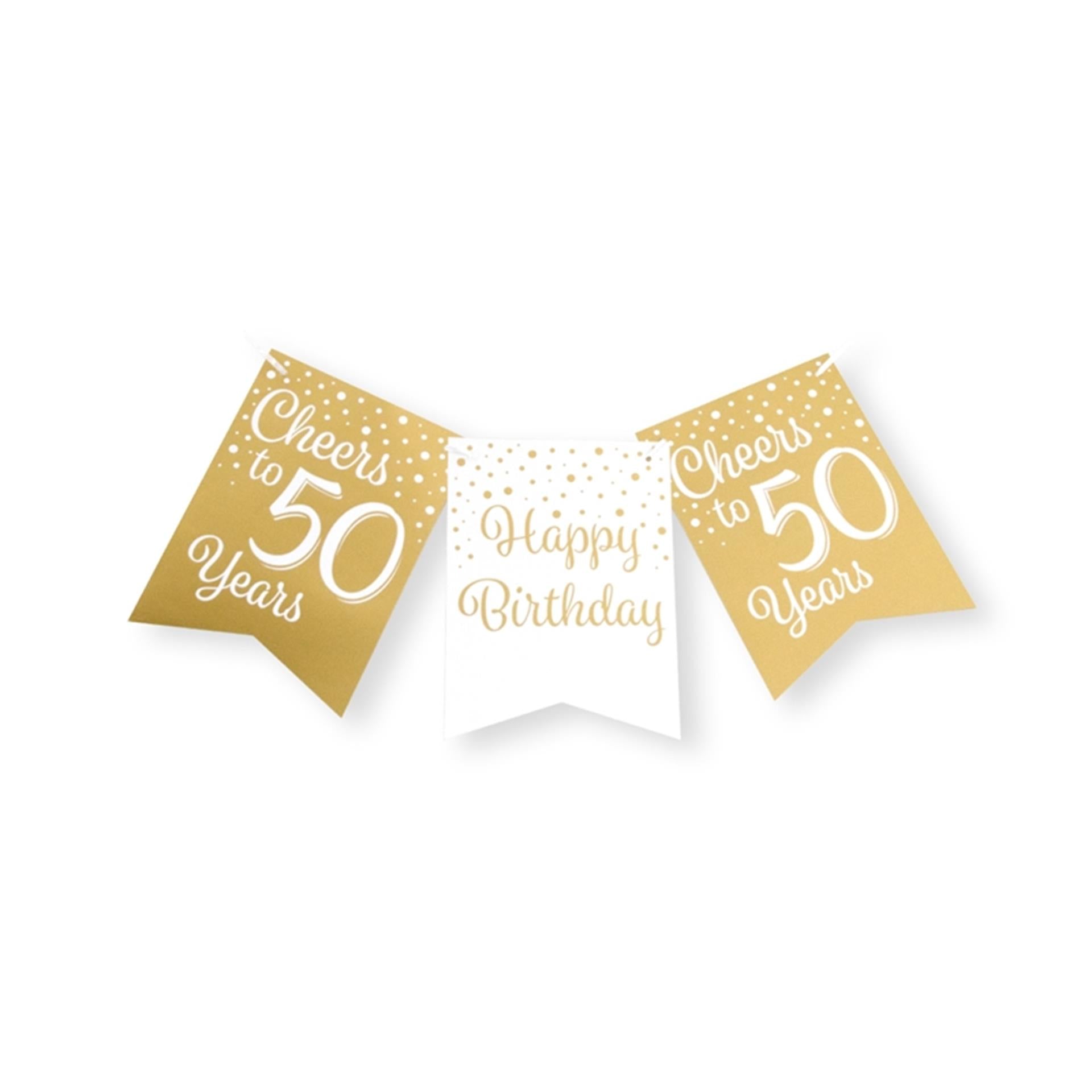 Paperdreams Fahnengirlande Goldweiß – 50