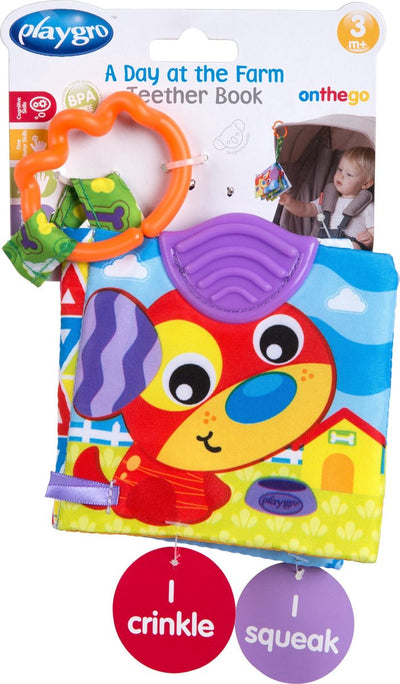Playgro-Aktivitätsheft Bauernhoftiere - Beißbuch - Bissprofil - Quietscher - Babybuch - Babybuch 0-6 Monate - Beißring - Babybuch mit Sound