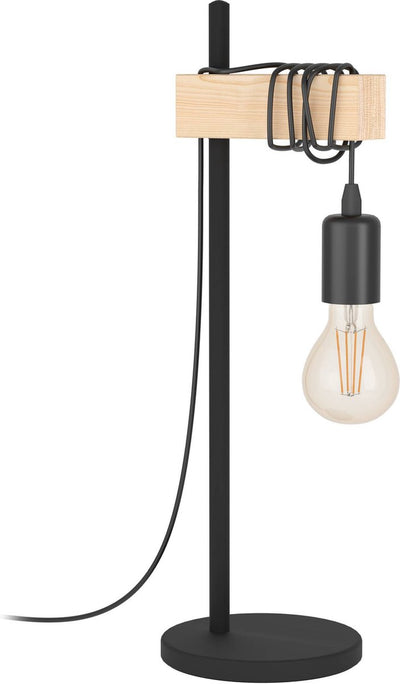 Eglo Townshend Tischlampe – E27 – 50 cm – Schwarzbraun – FSC-Holz