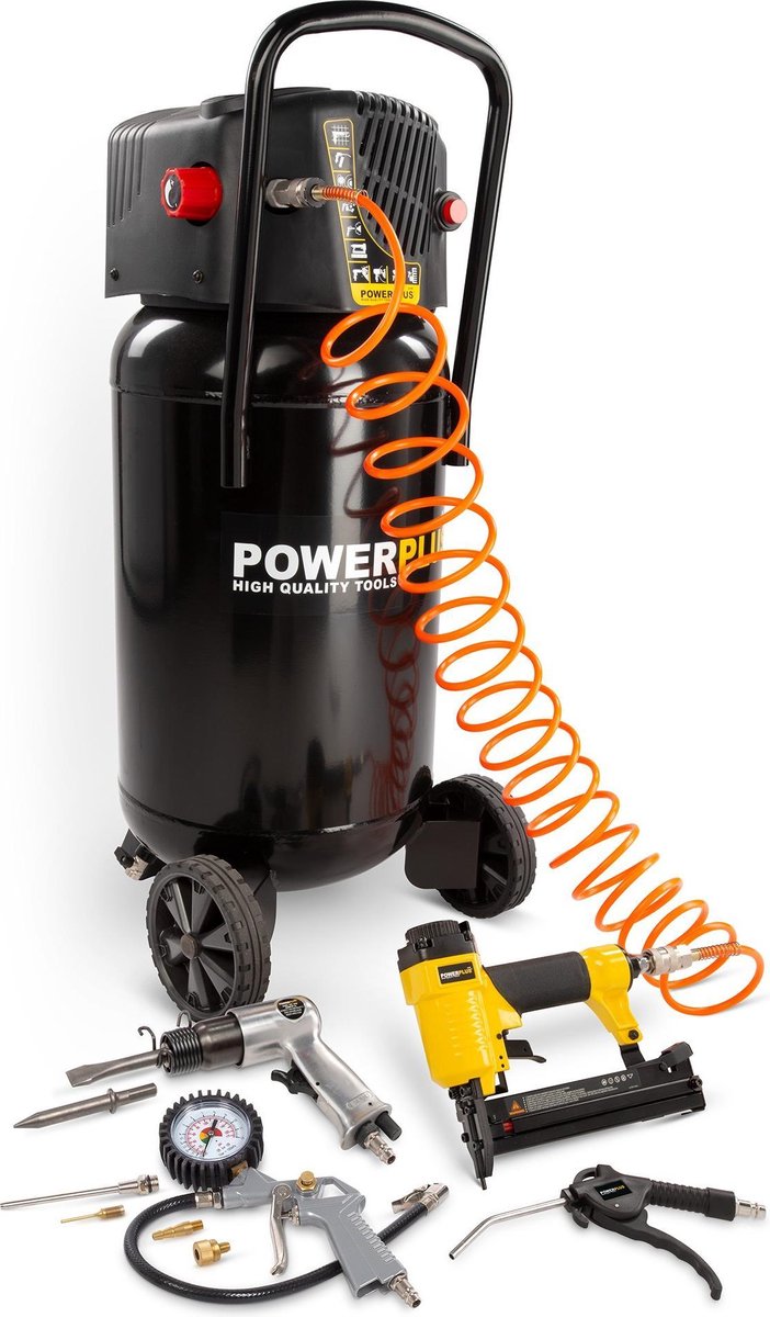 Powerplus powx1751 Kompressor – Luftkompressor – 1100 W – 8 bar – ölfrei – 50 l Tankinhalt