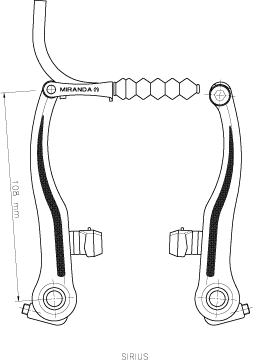 Miranda V-Brake Sirius Matt Black Universal vorne oder hinten