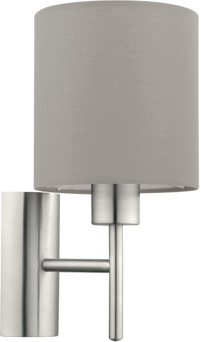 Eglo Pasteri Wandleuchte – 1 Licht – 30,5 cm – Stoff – Grau, Weiß