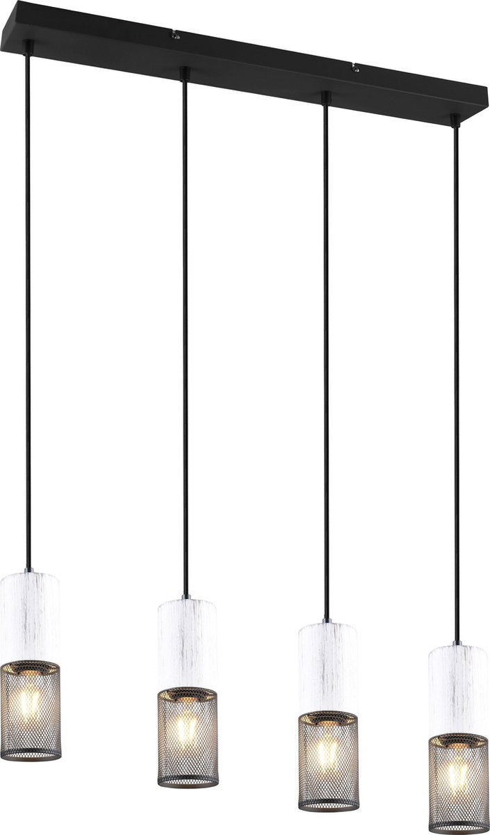 Trio Tosh - Hängelampe - Schwarz und Weiß - exkl. 4x E27 40W - höhenverstellbar