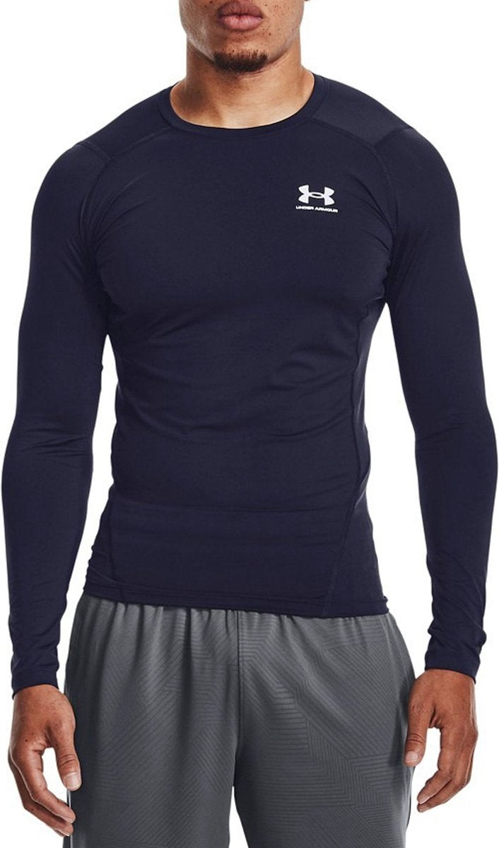 Under Armour UA HG Armour Comp LS-Blu Herren-Sportshirt – Midnight Navy – Weiß