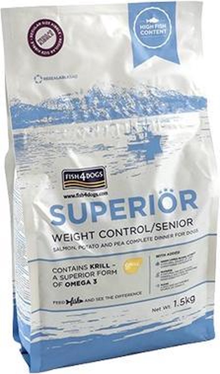 Fish4dogs überlegene Gewichtskontrolle für Senioren – kleiner Biss – 1,5 kg