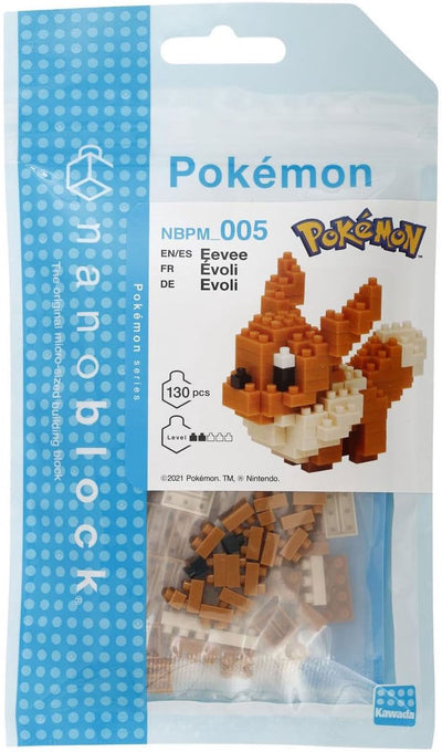 Bandai – Nanoblock – Eevee – Pokémon – Mini-Steinfigur – Bauset – Eevee-Pokémon-Figurenbausatz in Pixel – nbpm005