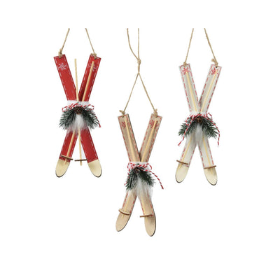 Decoris Weihnachtshänger Ski Holz 3,5x8x23cm