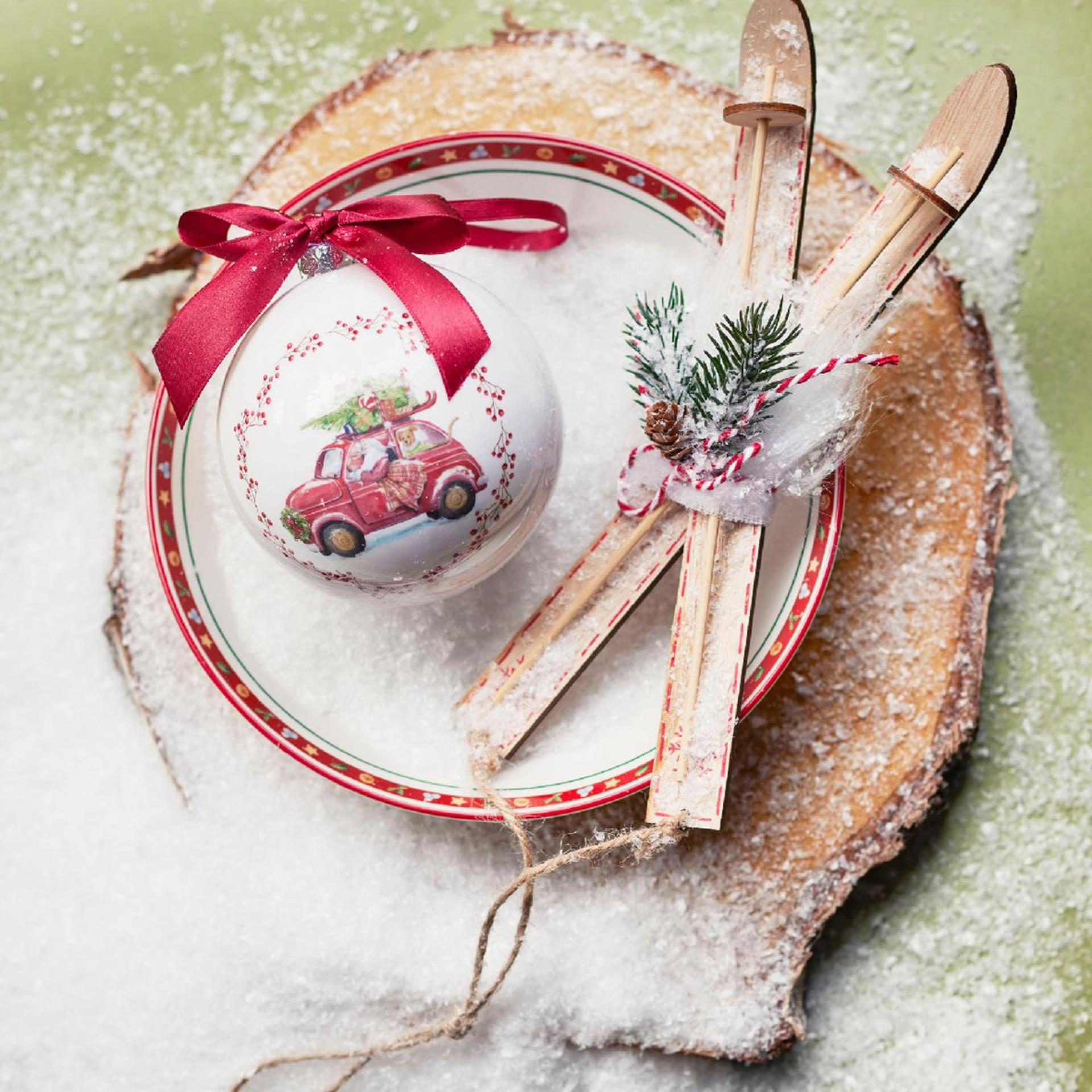 Decoris Weihnachtshänger Ski Holz 3,5x8x23cm
