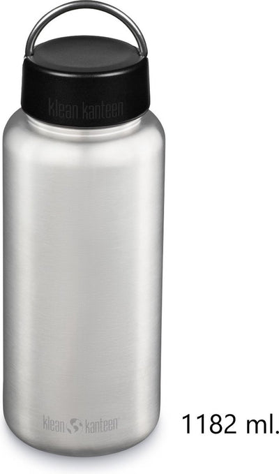 Klean Kanteen Trinkflasche, breit, Edelstahl, 40 oz, 1182 ml, breit, mit Schlaufenverschluss