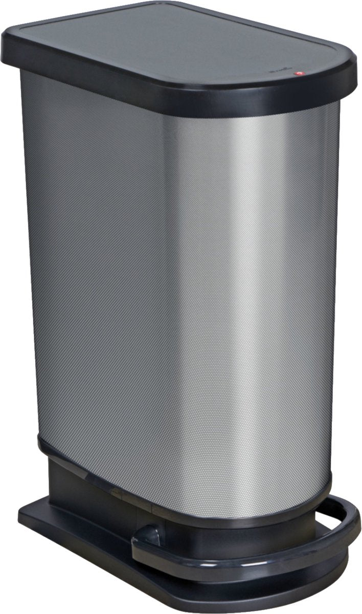 Rotho Paso Mono Treteimer - Abfalleimer 50l - BPA-frei - Silbermetallic
