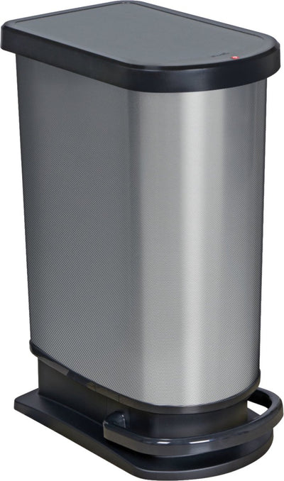 Rotho Paso Mono Treteimer - Abfalleimer 50l - BPA-frei - Silbermetallic