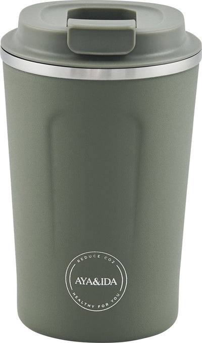 Aya ida aya ida - cup2go - Thermobecher - Kaffeebecher - Coffee to go - Reisebecher - zum Mitnehmen - 380ml - Tropengrün