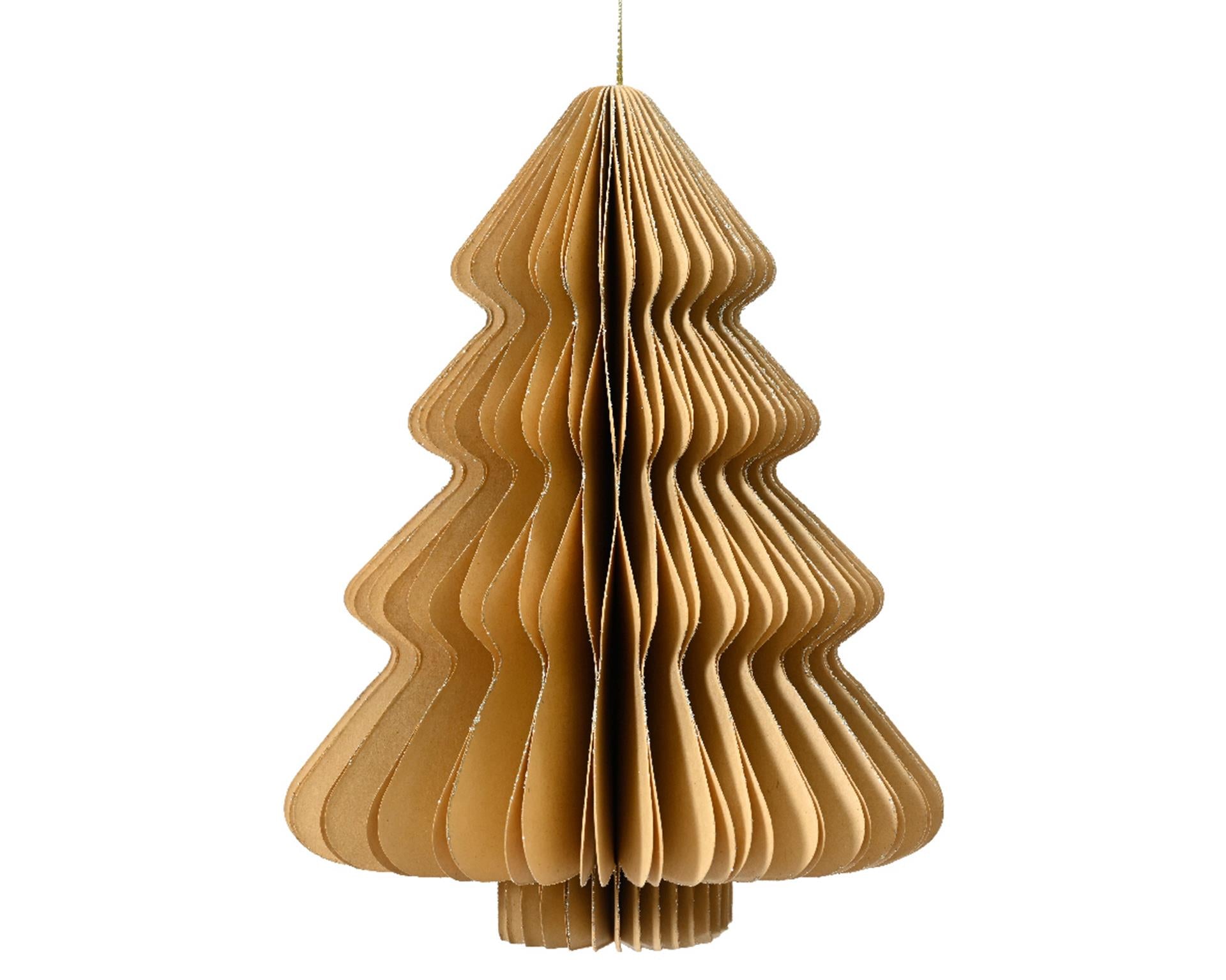 Decoris Weihnachtsanhänger Weihnachtsbaum Papier beige 15cm