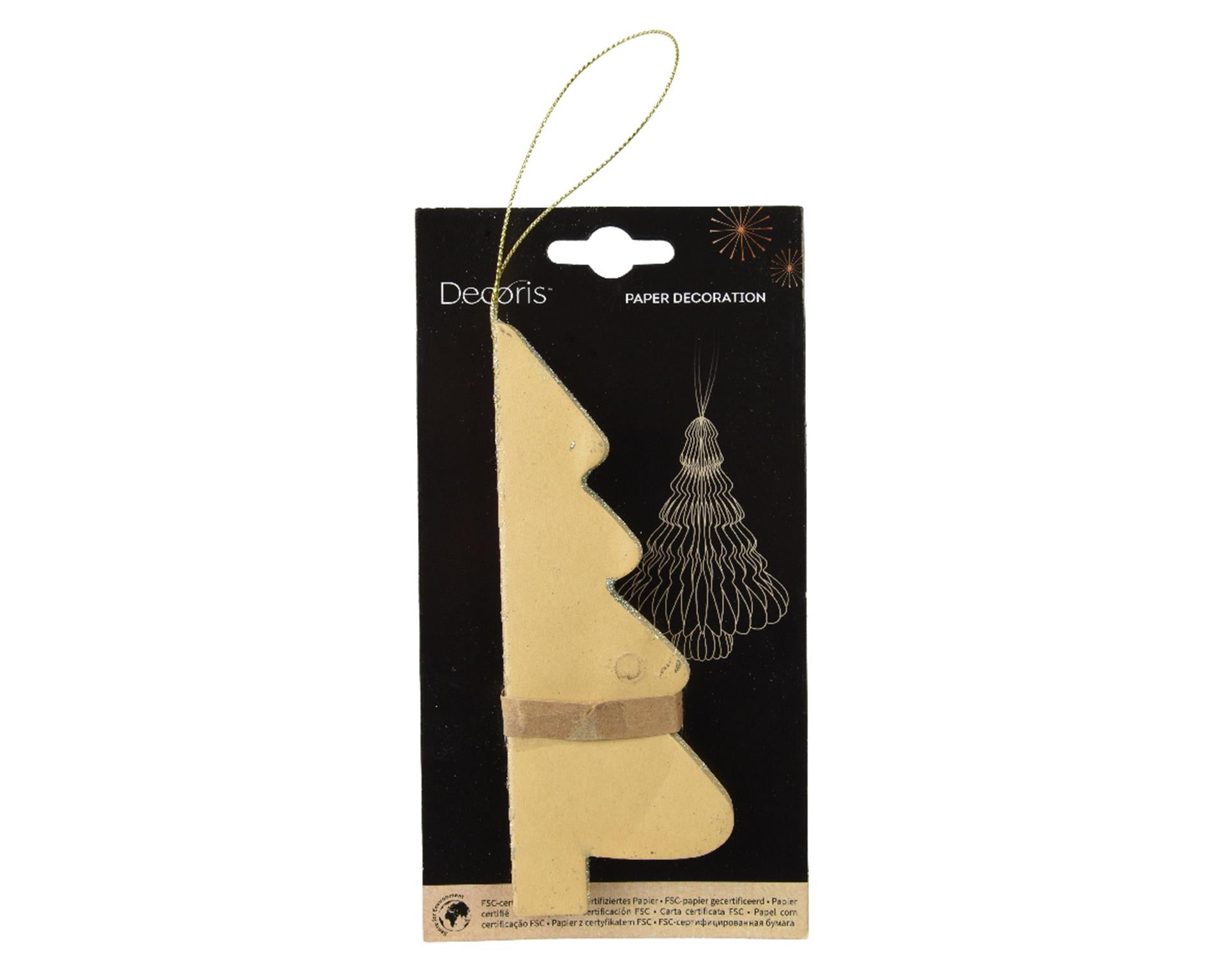 Decoris Weihnachtsanhänger Weihnachtsbaum Papier beige 15cm