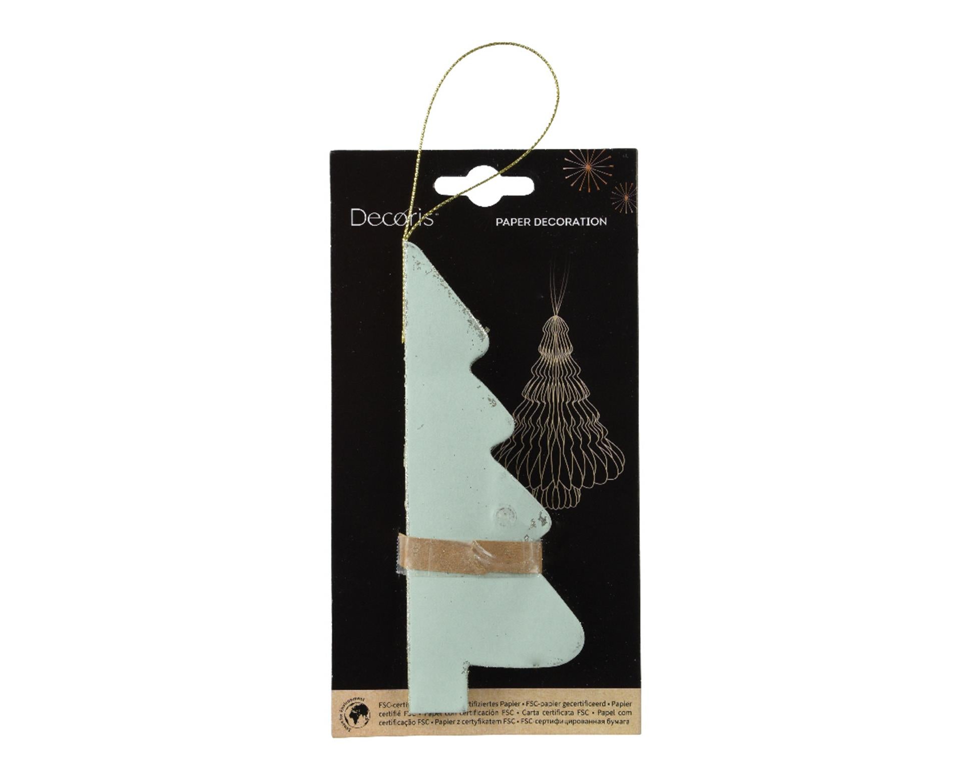 Decoris Weihnachtsanhänger Weihnachtsbaum Papier grün 15cm