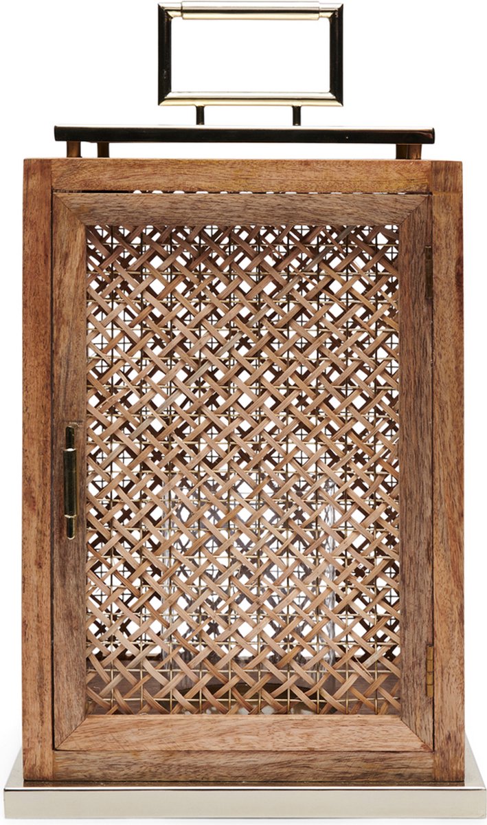 Riviera Maison Laterne, Laterne, Kerzenhalter 0, für den Innenbereich – RM Java Laterne – Braun – Rattan, Holz