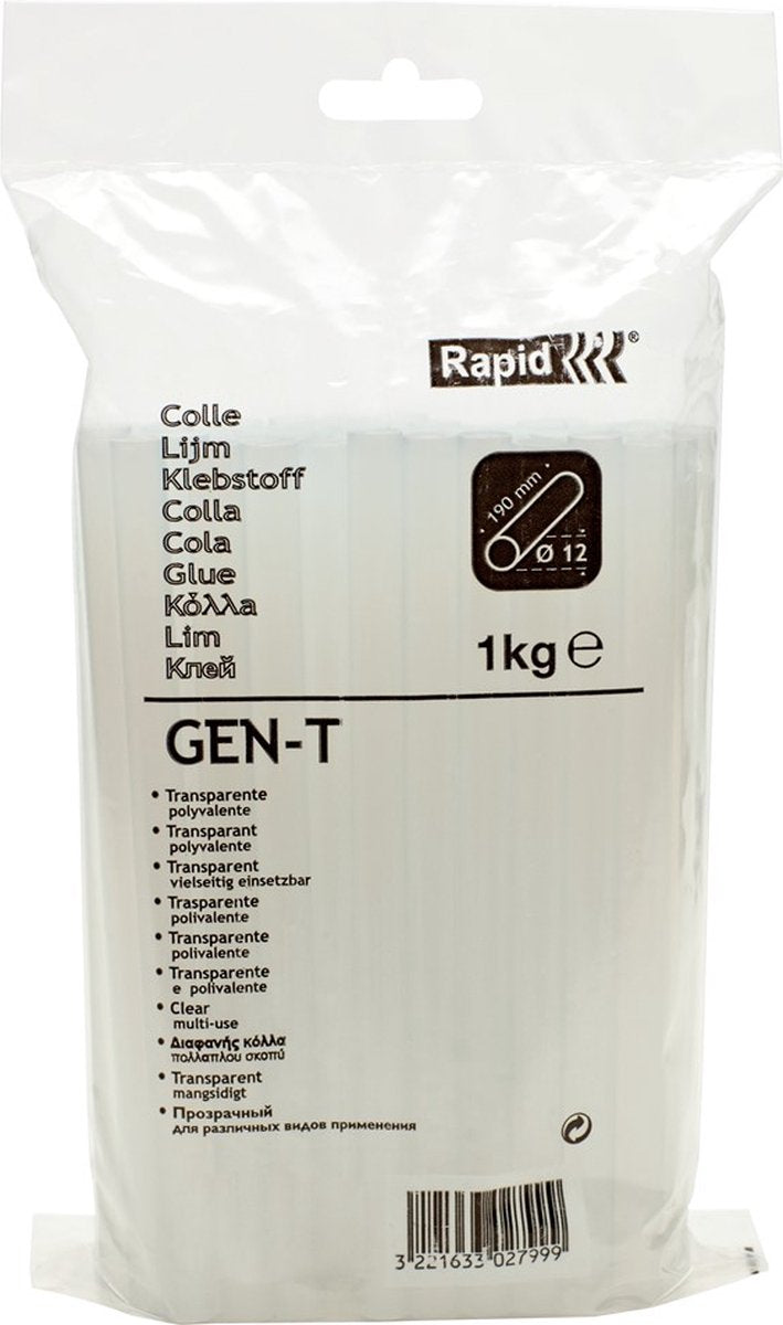 Rapid gen-t - Klebestifte 12x190 mm - 1kg Beutel - transparent