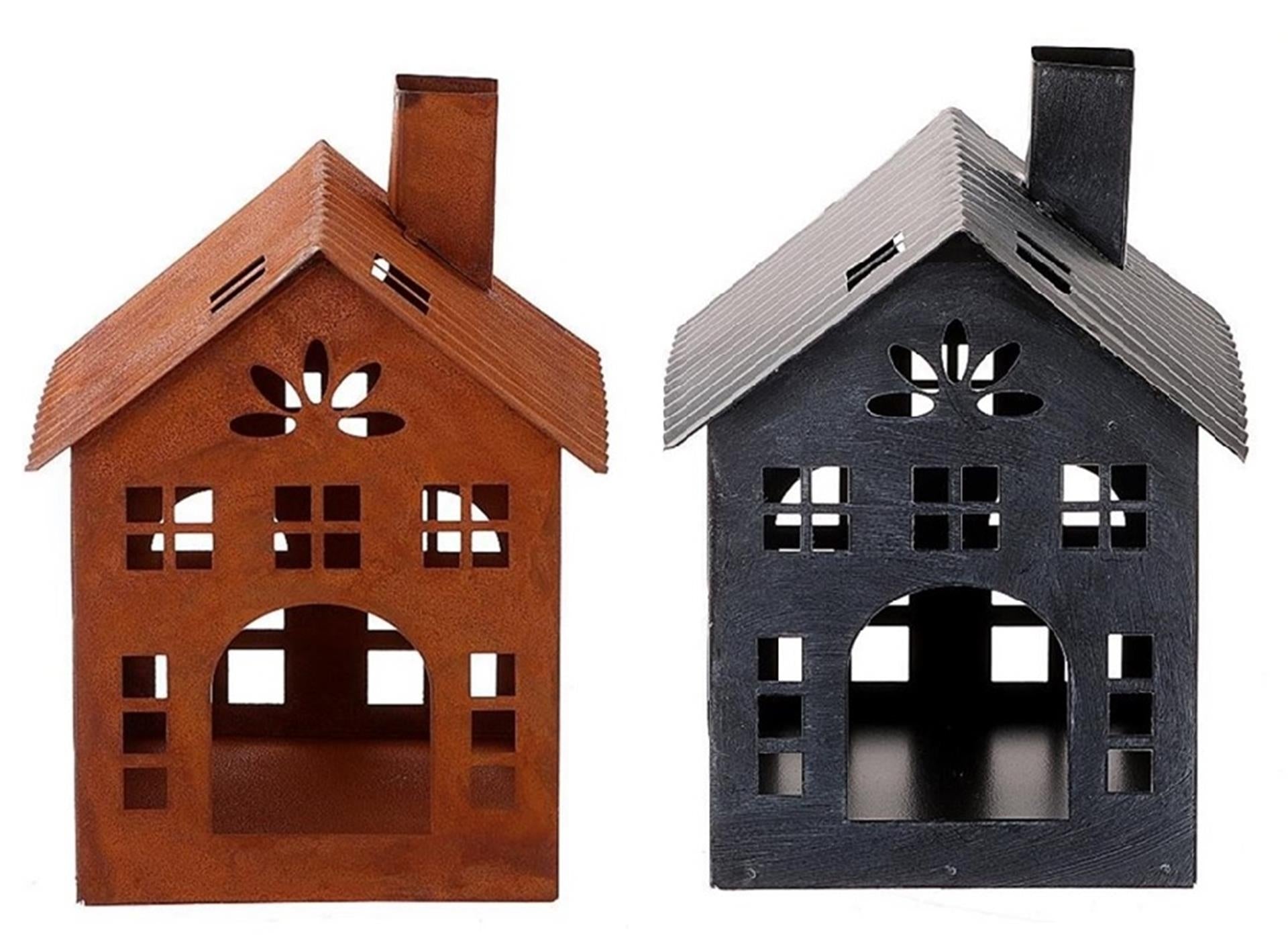 Hbx Natural Living Teelichthalter Haus Metall H17cm Rost