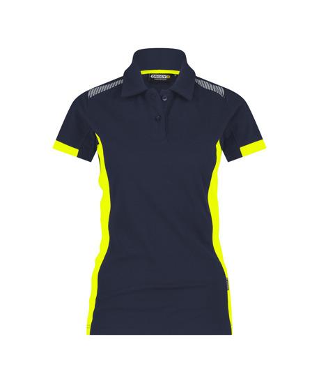 Dassy Polo Veracruz Damen Nachtblau fluoreszierendes Gelb S