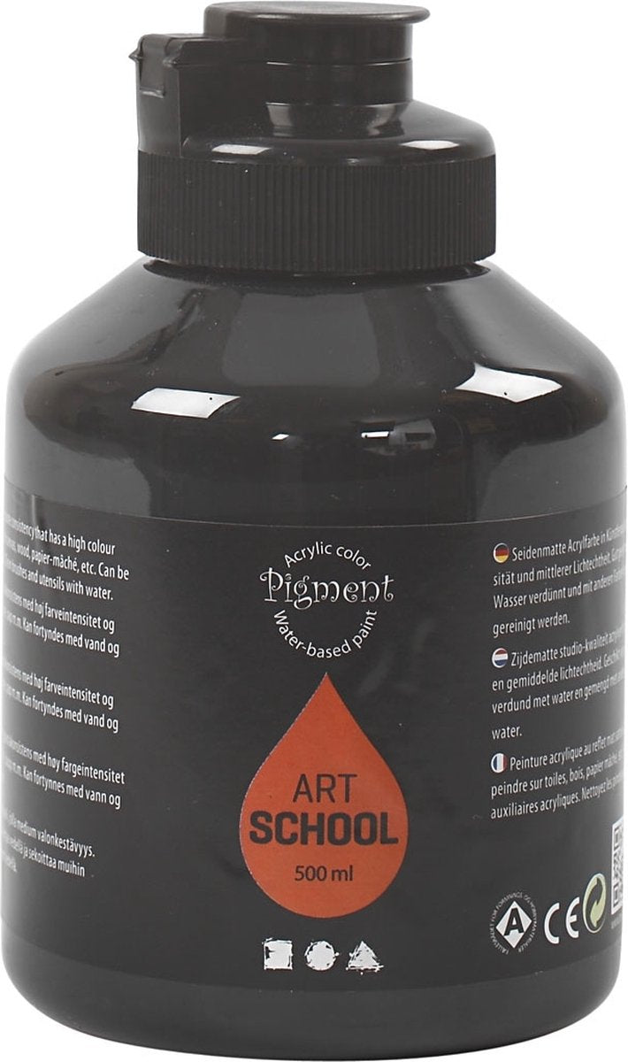 Kreativfirma Acrylfarbe, halbglänzend, bedeckt, schwarz, 500 ml 1 Flasche