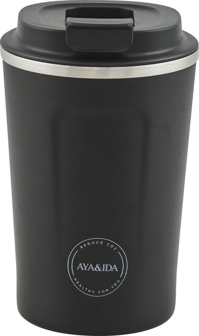 Aya ida aya ida - cup2go - Thermobecher - Kaffeebecher - Coffee to go - Reisebecher - zum Mitnehmen - 380ml - Mattschwarz