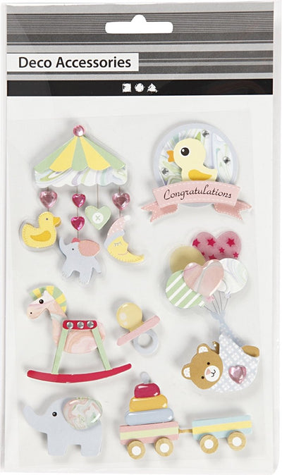 Creativ Company 3D-Sticker, Baby, H: 25-70 mm, B: 20-55 mm, Stärke 7 mm, 8 Stück 1 Box