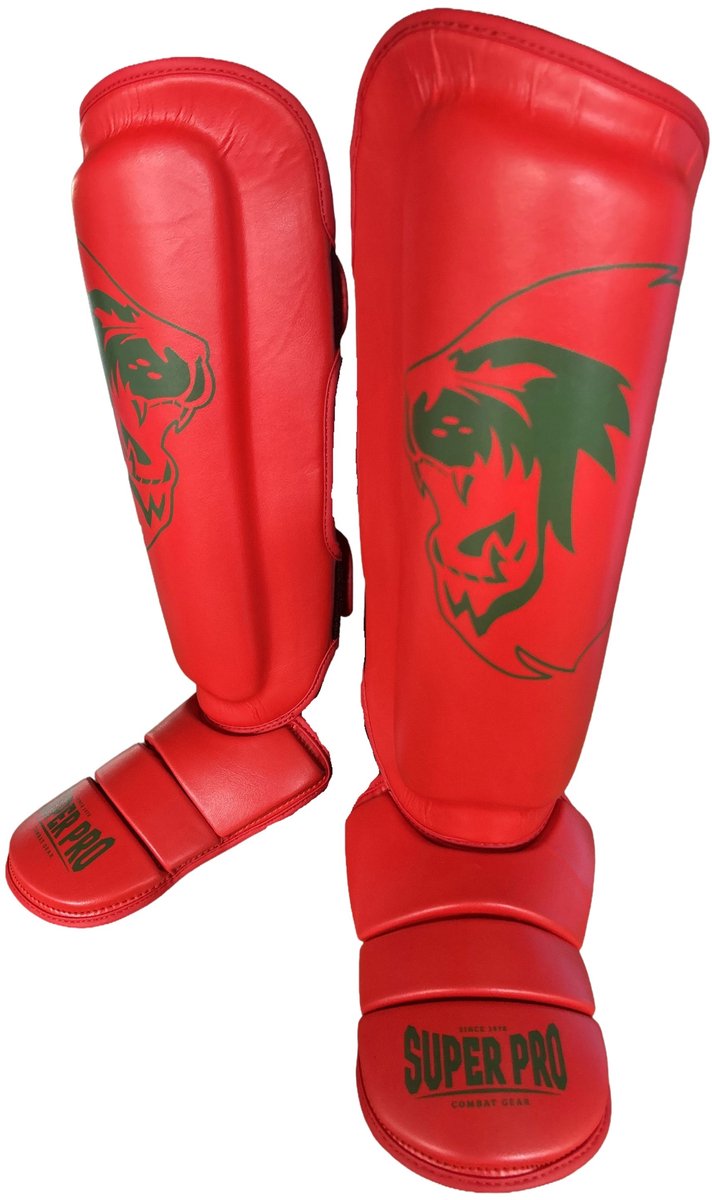 Super Pro Combat Gear Schienbeinschoner Nations Maroc PU Rot - Grün m