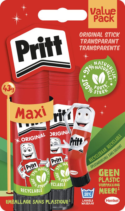Pritt Klebestift Vorteilspack 2x43 Gramm | Klebestiftkleber | Schulbüro-Klebestift | Einfach zu verwendender, umweltfreundlicher Klebestift.