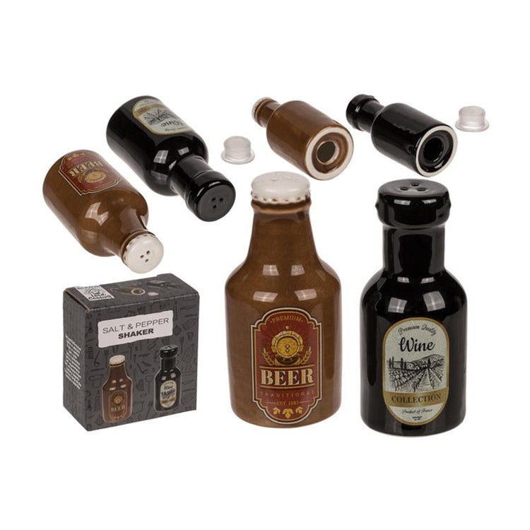 Aus dem blauen Pfeffer-Salz-Set Bier Wein 4,5x4,5x6cm