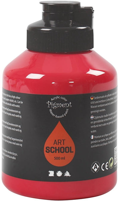 Creativ Company Acrylfarbe, seidenmatt, halbtransparent, Primärrot, 500 ml 1 Flasche