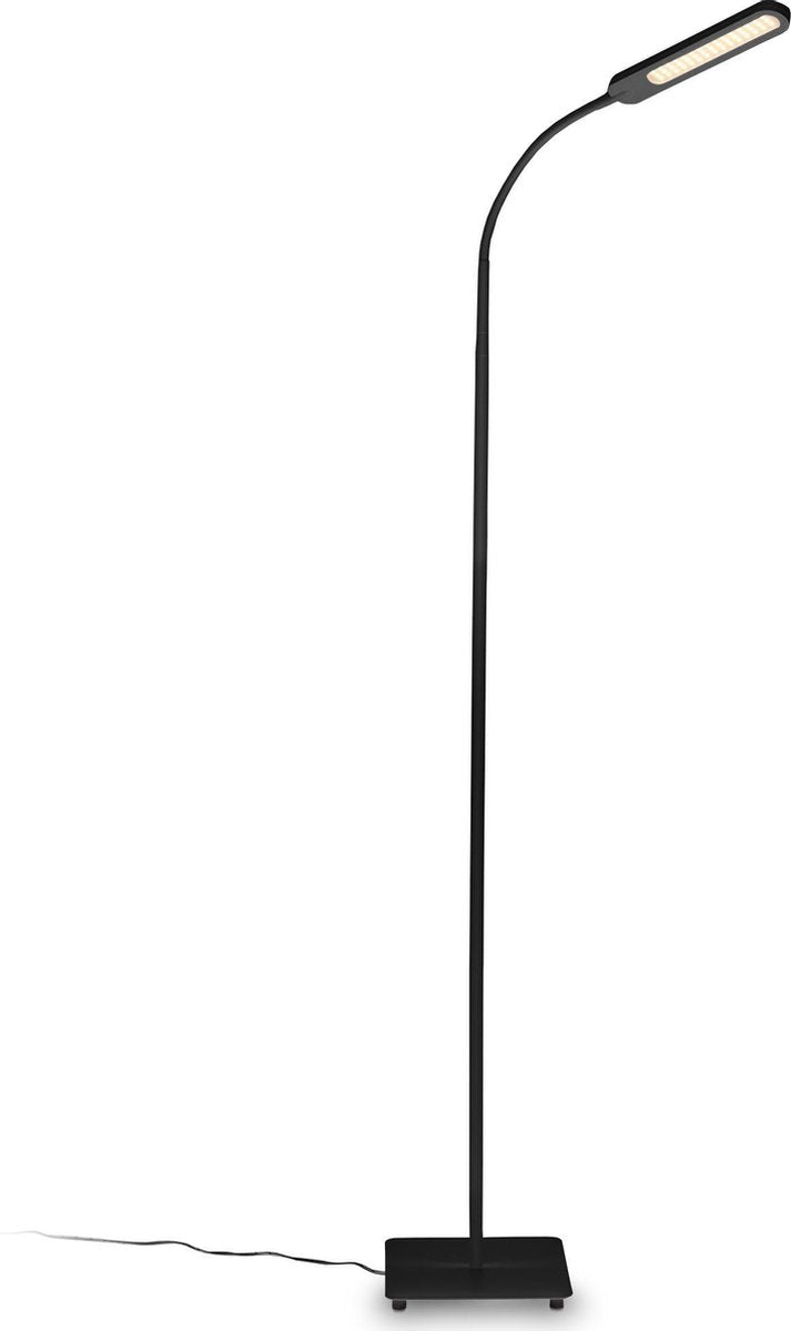 B.k.licht - schwarze Stehleuchte - CCT - dimmbare Stehleuchte - Schreibtischleuchte - H: 135cm (max. ca. 158,6 cm) - 6,5W