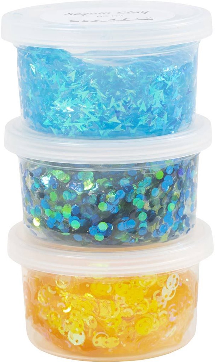 Creativ Company Pailletten-Ton, blaugrüne Harmonie, 3x60 gr 1 Box