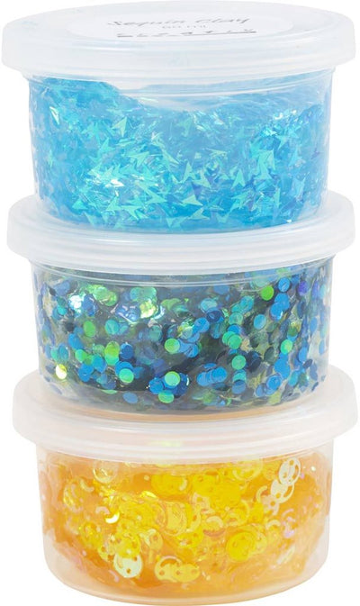 Creativ Company Pailletten-Ton, blaugrüne Harmonie, 3x60 gr 1 Box