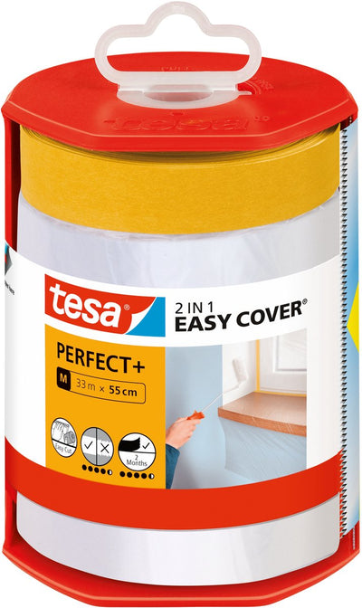 Tesa 1067561 – Easy Cover Perfect + Spender Abdeckfolie: m 33 Meter 55 | 2 Stk