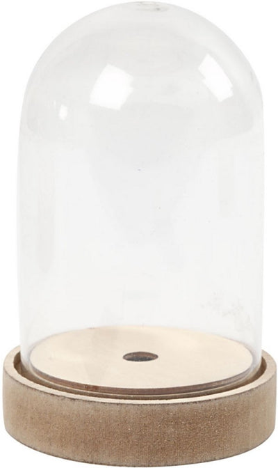 Creativ Company Glasglocke auf Holzsockel, H: 12,5 cm, T 8 cm, 1 Box