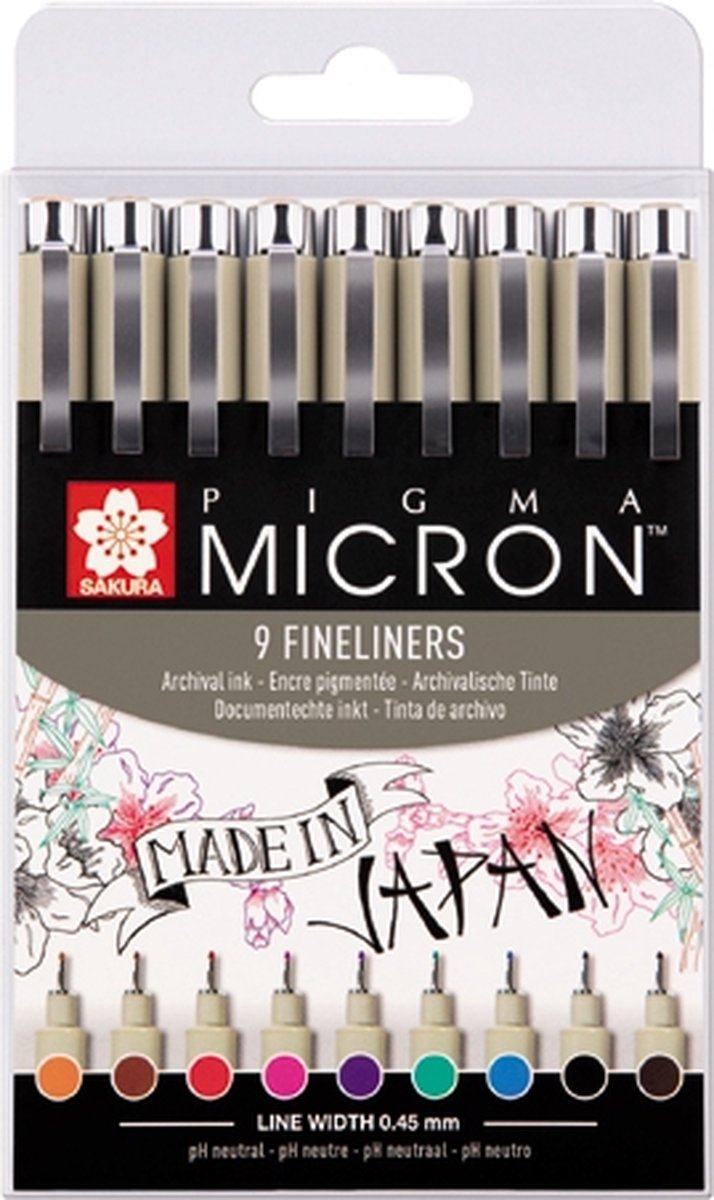 Sakura Pigma Micron 05 Tasche mit 9 Farben