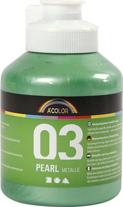 A-Color Acrylfarbe Metallic, Metallic, Hellgrün, 500 ml 1 Flasche