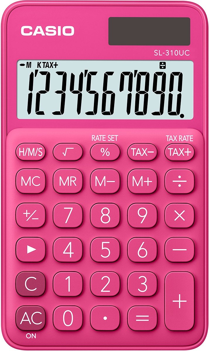 Casio SL-310UC-RD – Taschenrechner – 10-stelliges Display – Solar- und Batteriebetrieb – Rot