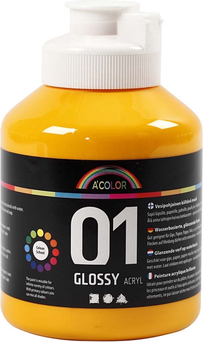 Creativ Company Acrylfarbe glänzend, gelb, 500 ml 1 Flasche