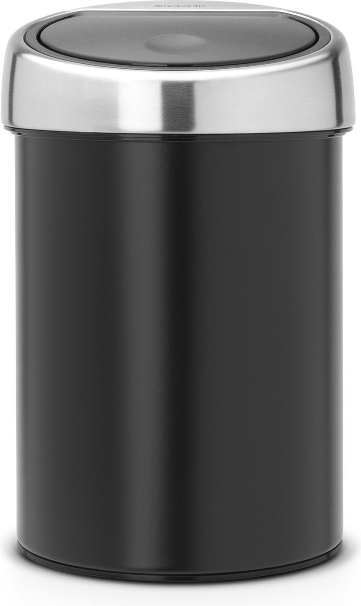 Brabantia Touch Bin Abfalleimer – 3 Liter – Badezimmer – mattschwarzer, mattierter Stahldeckel